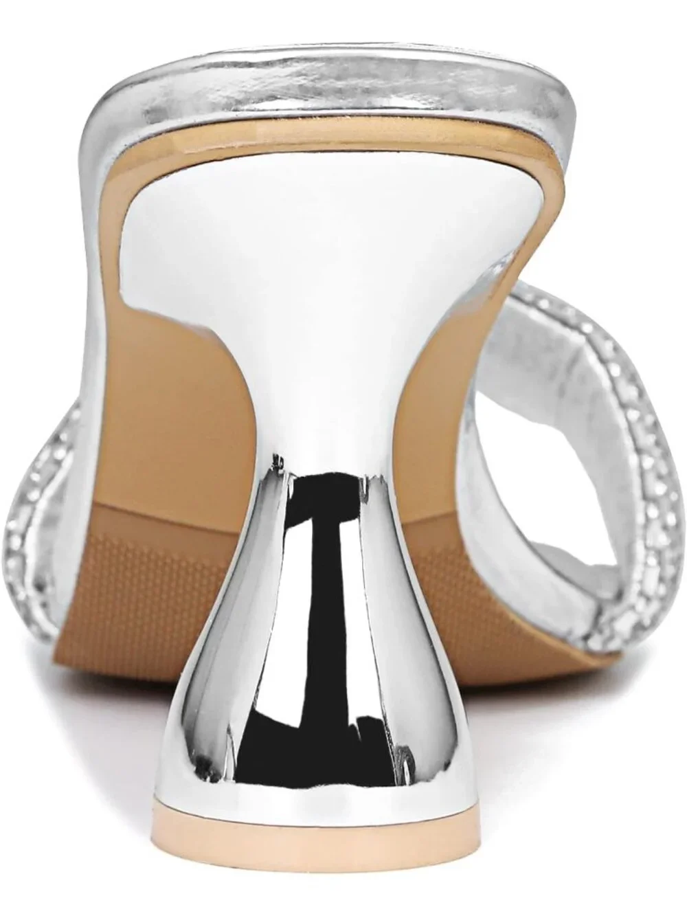 Women's Silver Rhinestone Square Open Toe 3.15 IN Square Kitten Heels Sandals